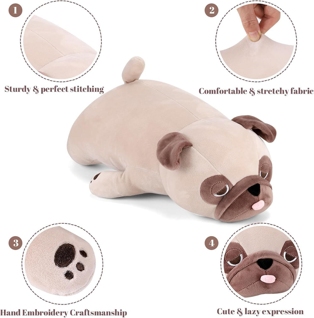 gnomantic pug weighted plush soft fur close-up highlighting premium materials