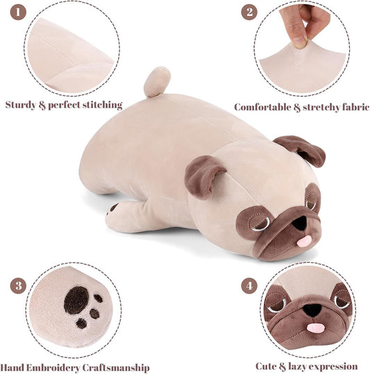 gnomantic pug weighted plush soft fur close-up highlighting premium materials