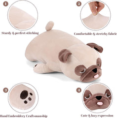 gnomantic pug weighted plush soft fur close-up highlighting premium materials