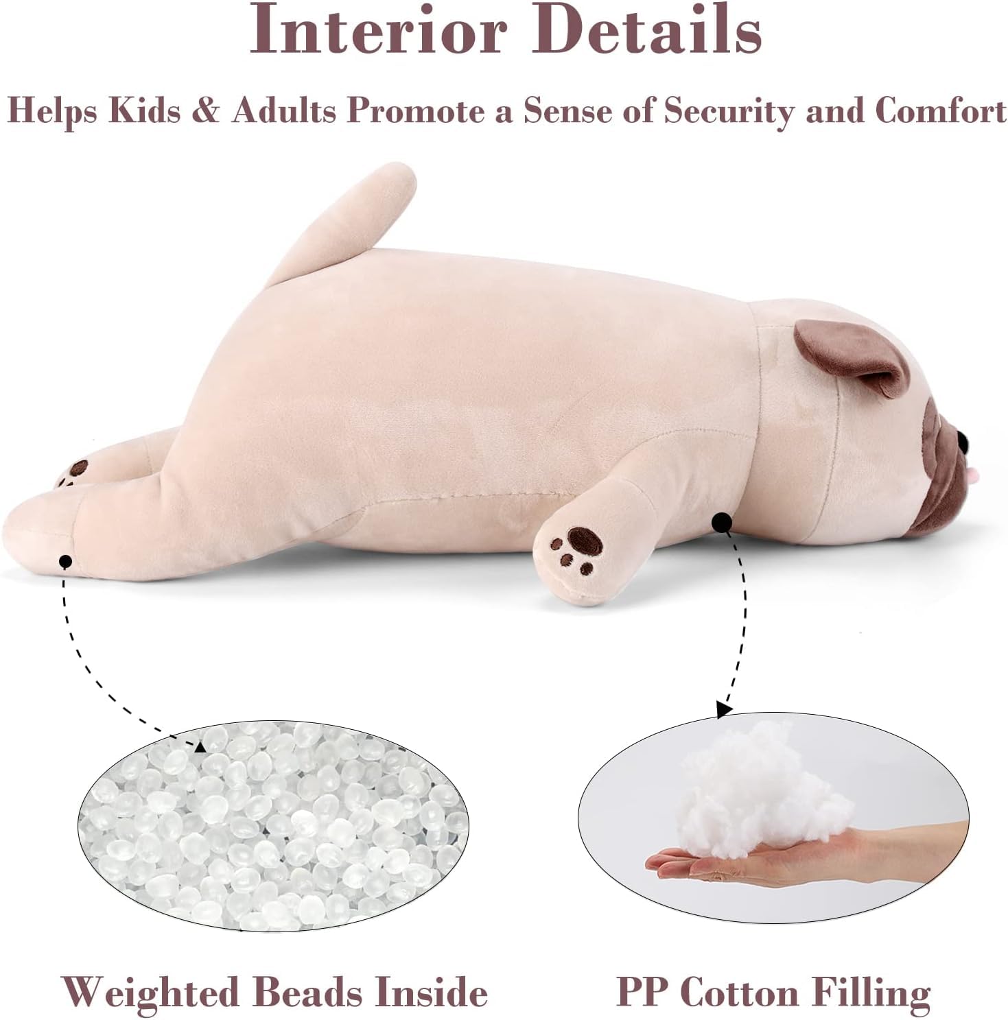 gnomantic pug weighted stuffed animal bedtime snuggle ready for relaxation