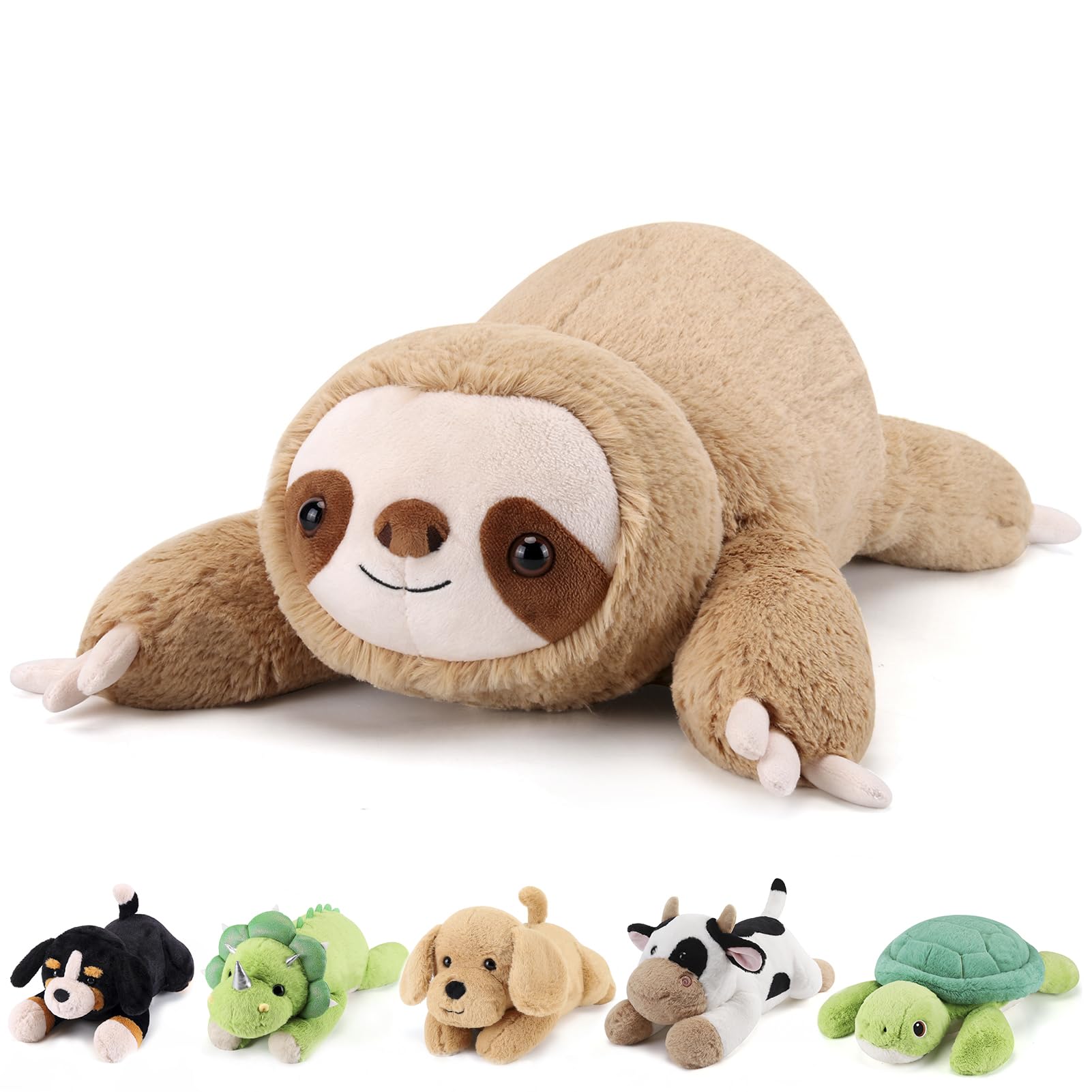 Gnomantic Sloth weighted stuffed animal, 22-inch plush for cozy cuddles.