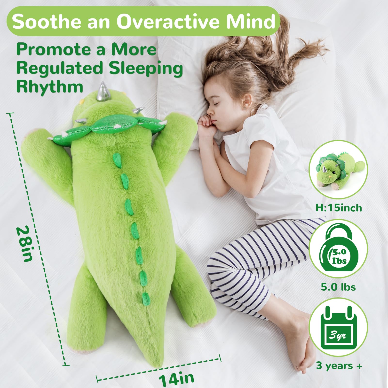 Gnomantic weighted plush friend offers a calming presence for bedtime routines.