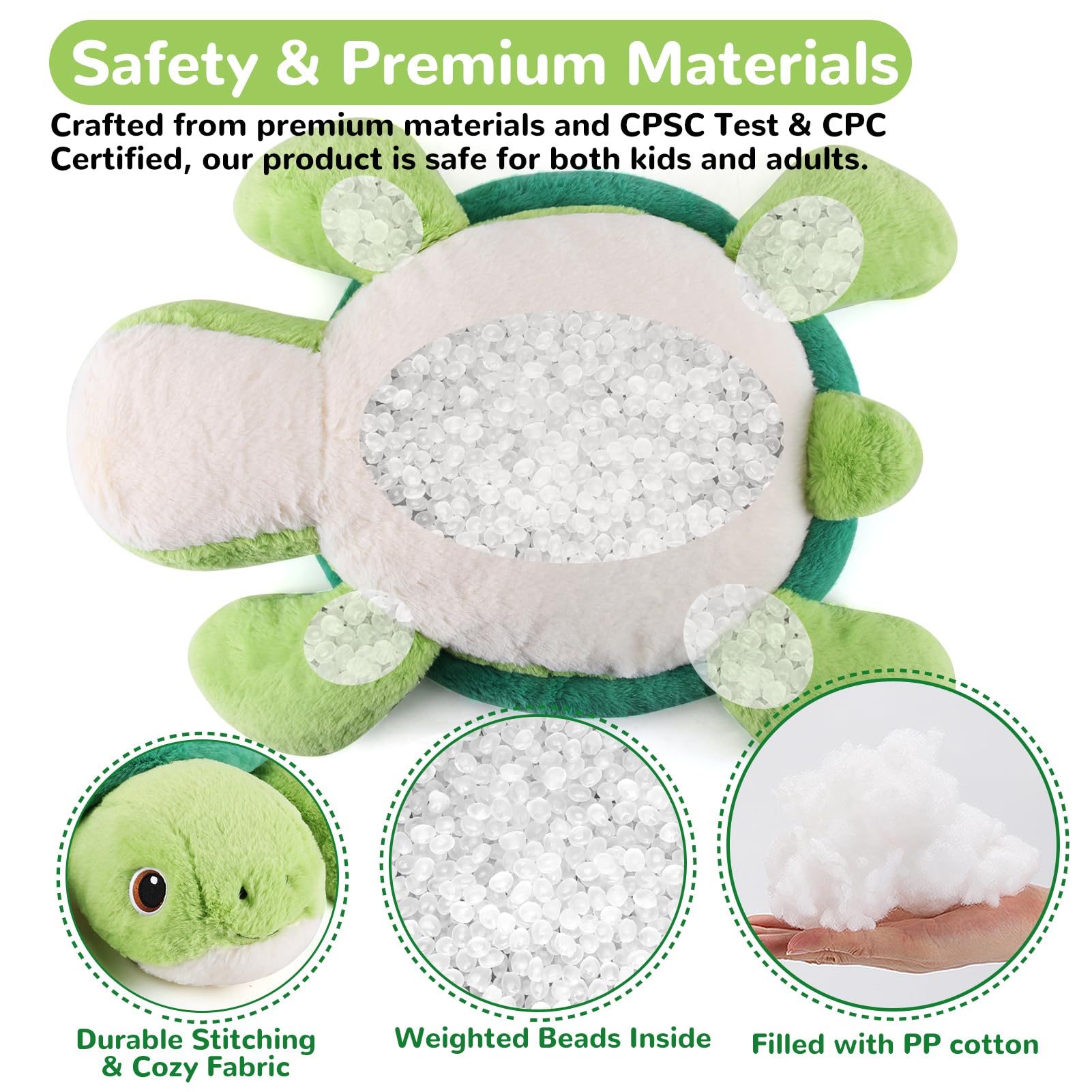 Gnomantic weighted turtle plush ideal for secure bedtime and calm evenings