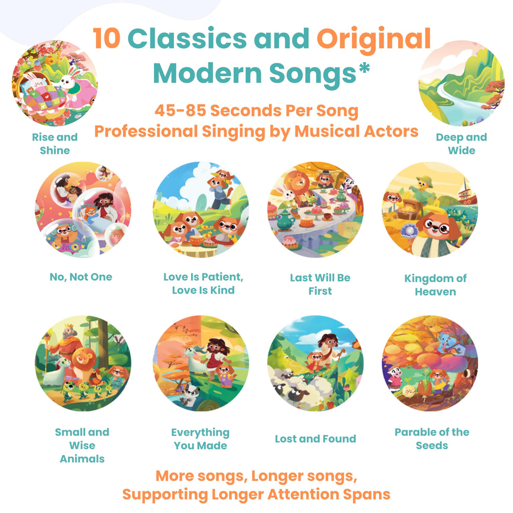 GO GO Bible Songs of Wisdom illustrations showcase friendly scenes for early learning.