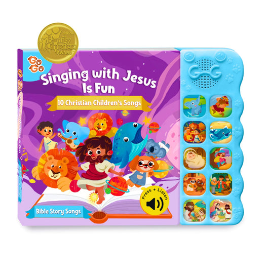 GO GO Bible Story Songs cover with bright illustrations for engaging early learning