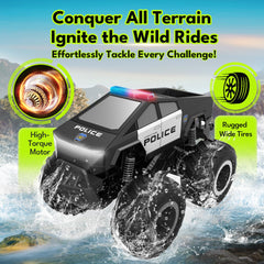 GoBang rc monster truck tires close up highlighting strong traction on dirt