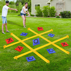 GoBene Giant Tic Tac Toe board 4ft square on lawn, ideal for family backyard games.