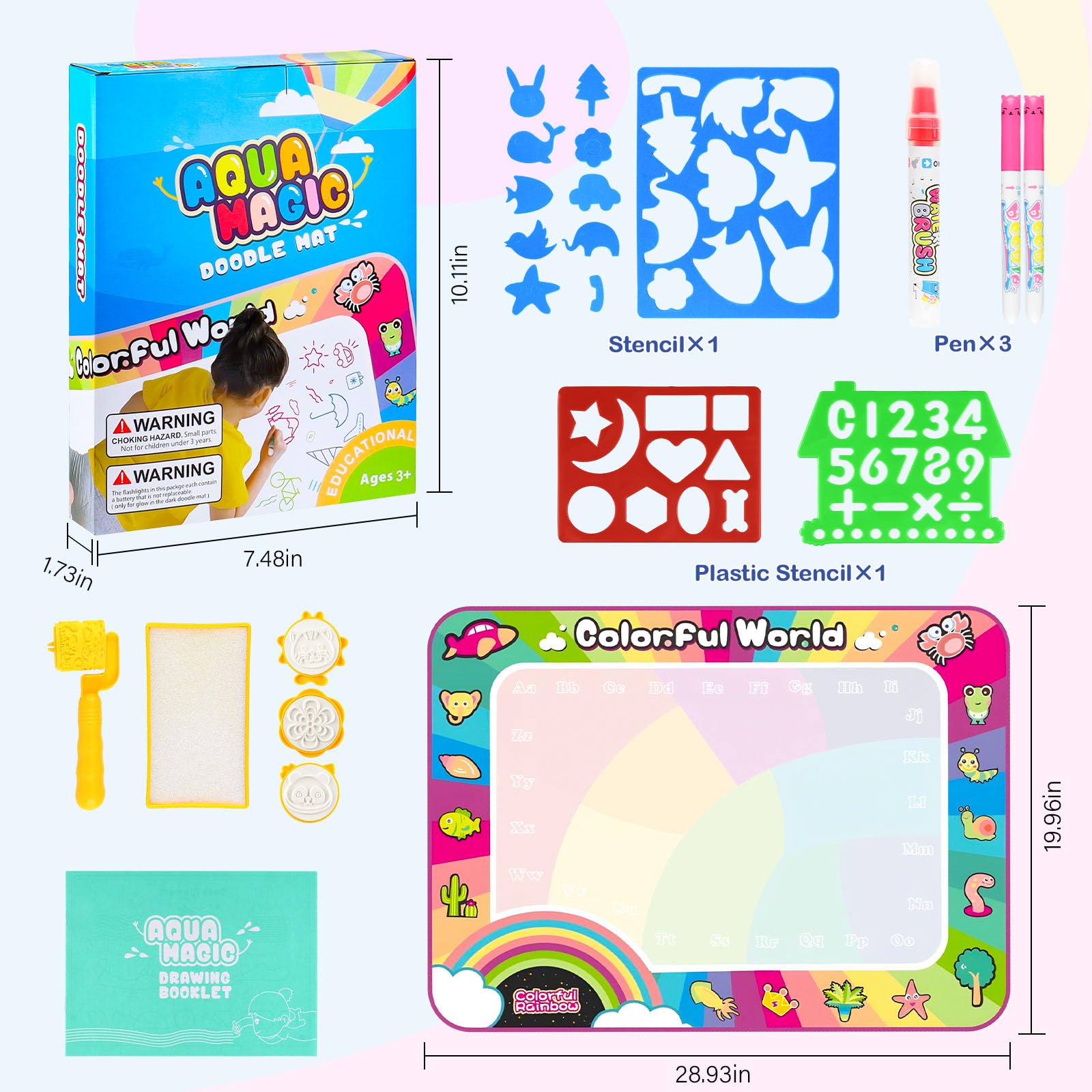 GoBene Water Doodle Mat two molds for simple animal shapes to draw.