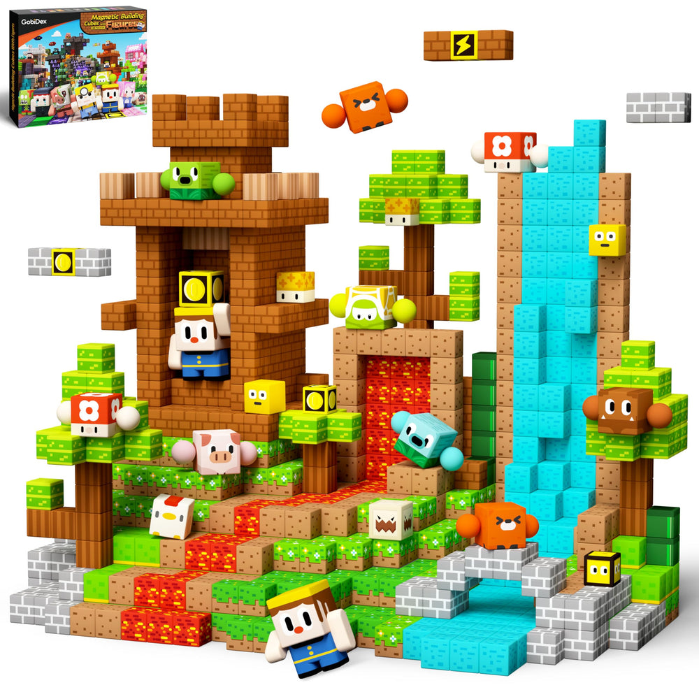 GobiDex 108pcs magnetic building blocks form a forest scene, boosting imaginative storytelling.