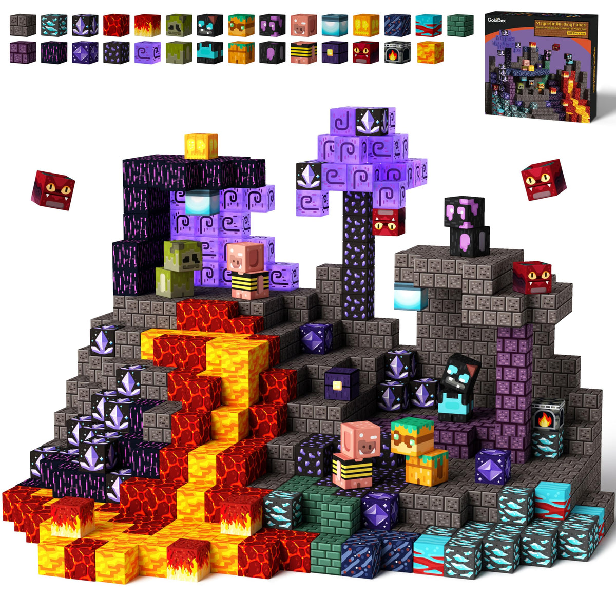 GobiDex Christmas-packaged adventure set shows colorful blocks for festive creative play
