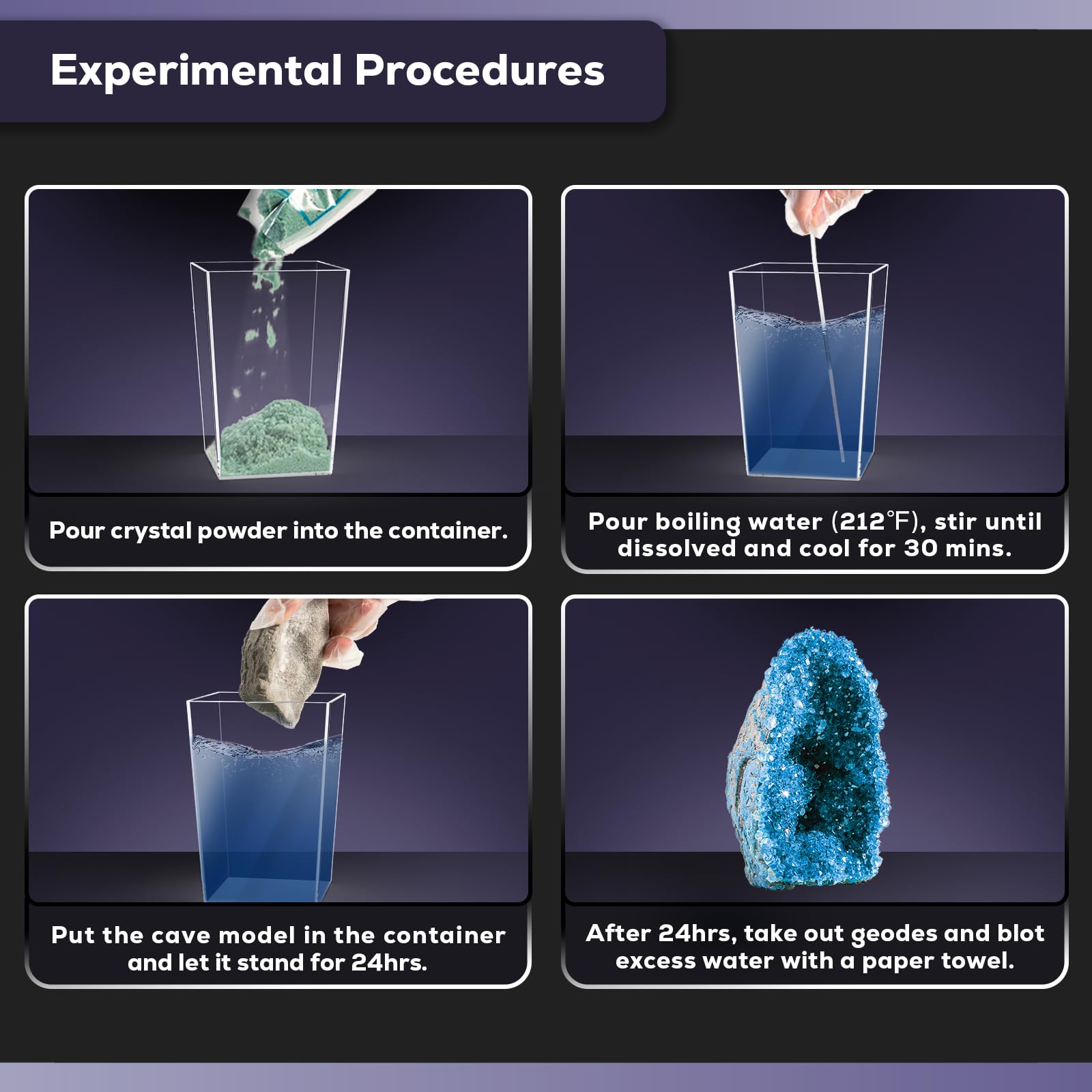 GobiDex Geodes dissolution tool and instructions used by beginners.