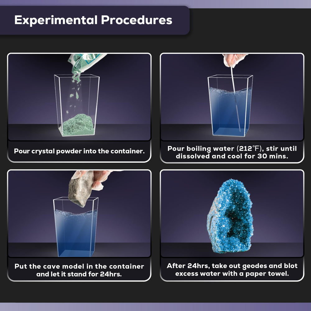 GobiDex Geodes dissolution tool and instructions used by beginners.