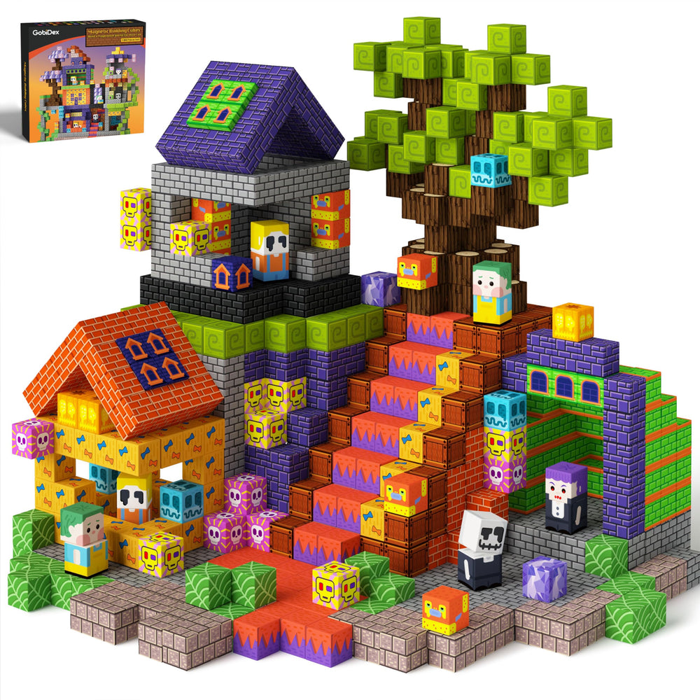 GobiDex magnetic blocks form assembled buildings for creative construction play.