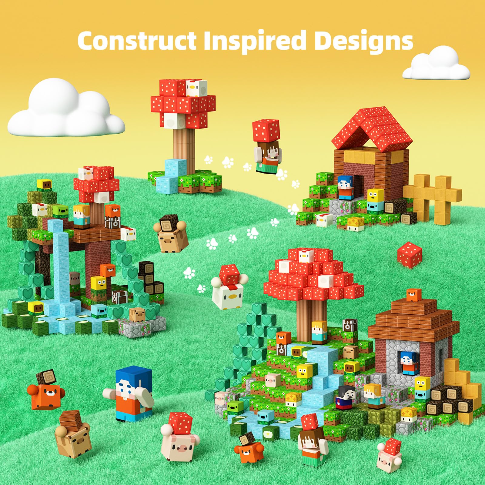 GobiDex blocks with character figures support storytelling and collaboration.