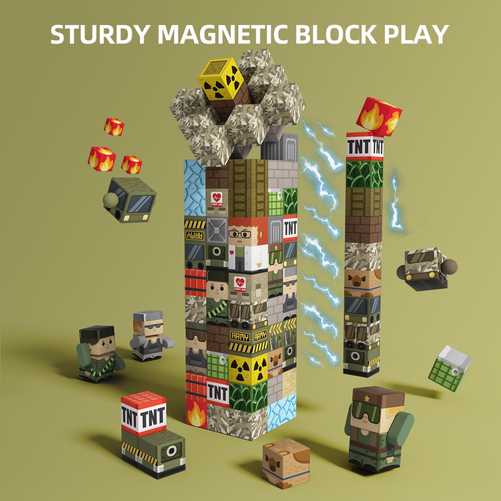 GobiDex magnetic blocks create a defense bunker for kid-led scenarios