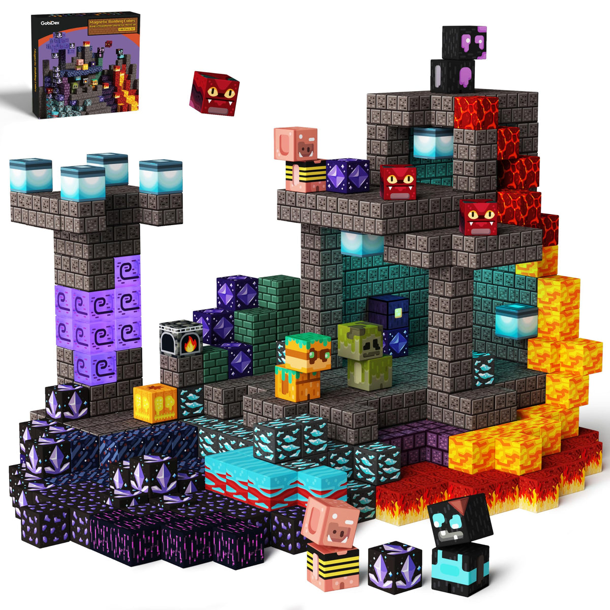 GobiDex pattern collection of magnetic blocks promotes pattern recognition and imagination.