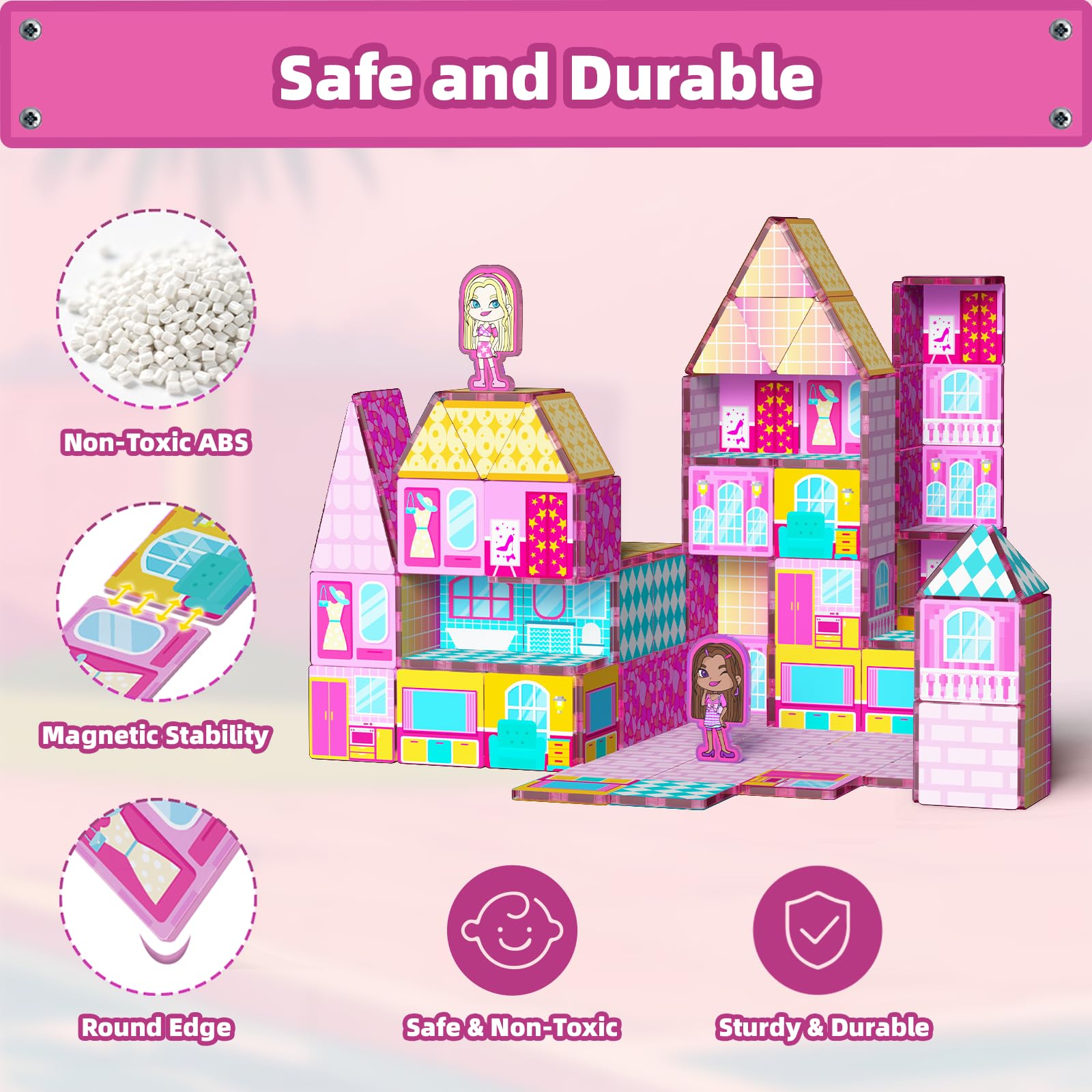 GobiDex Princess magnetic tiles close-up show vibrant colors
