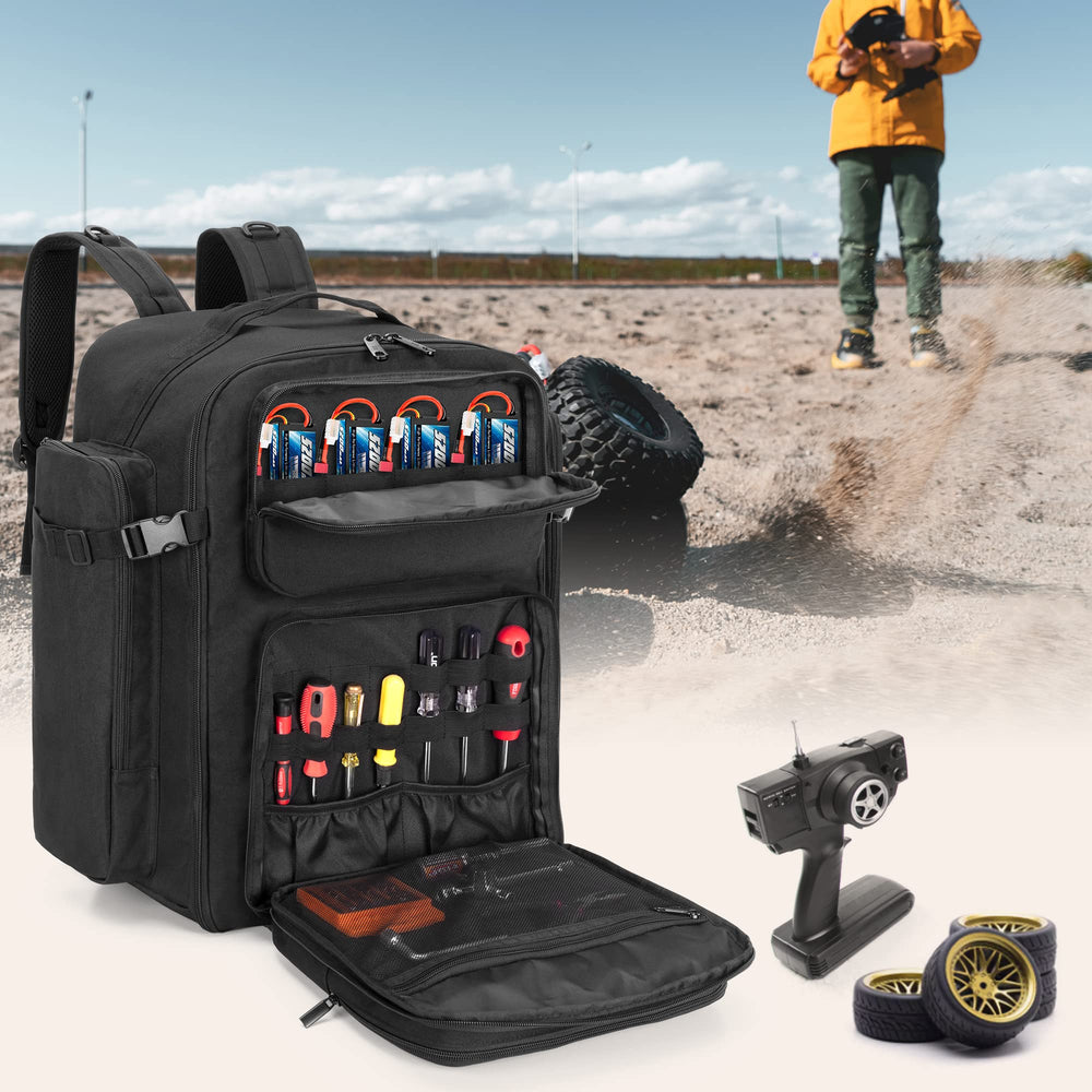 GOBUROS RC Backpack reinforced nylon and smooth zippers ensure durability.