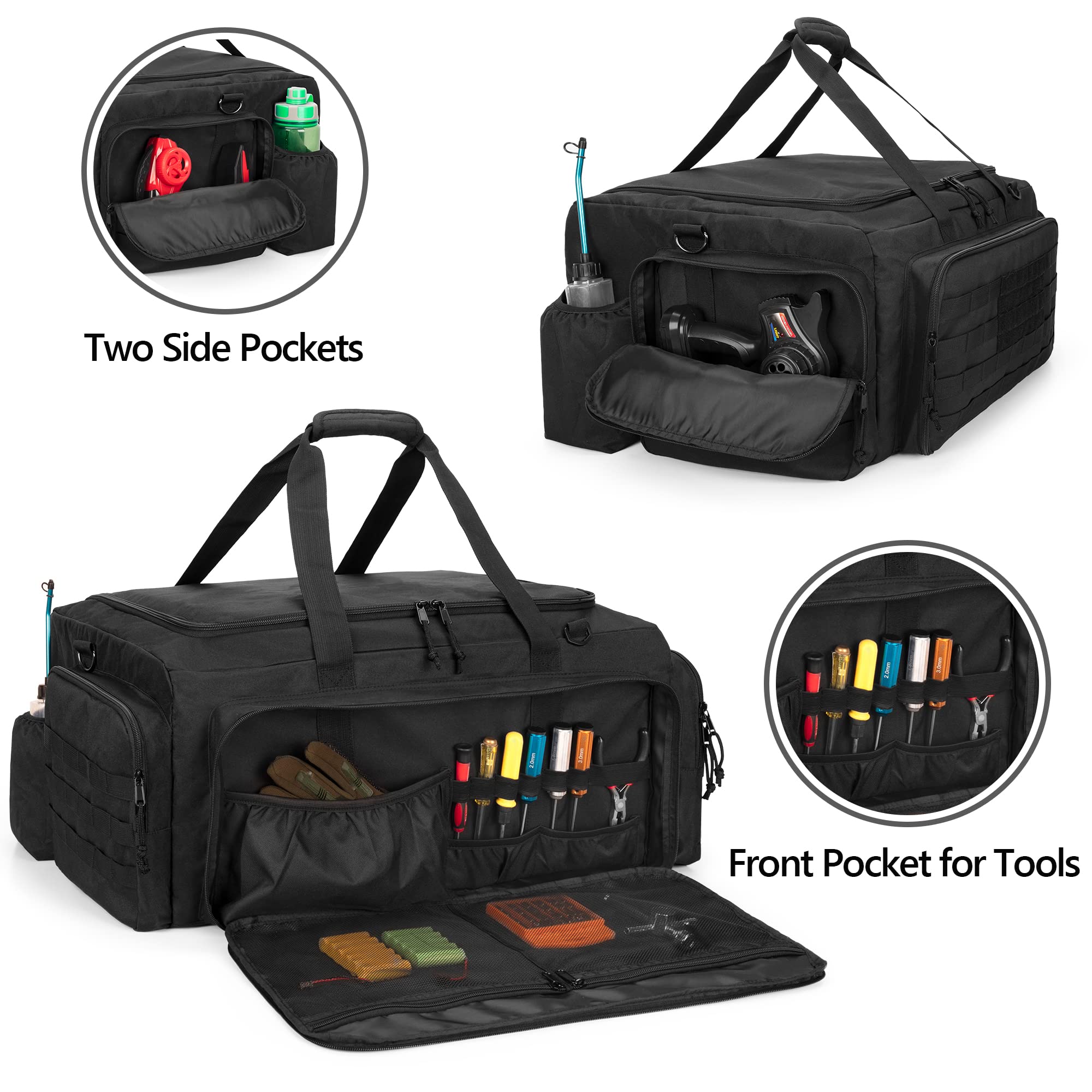 GOBUROS RC Car Bag clapboard base keeps gear stable.
