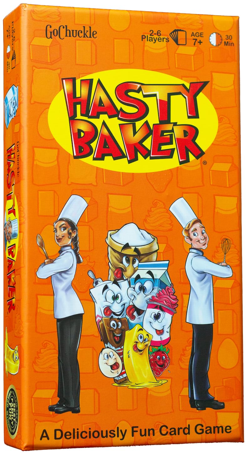 GoChuckle Hasty Baker box front shows vibrant branding for quick family play