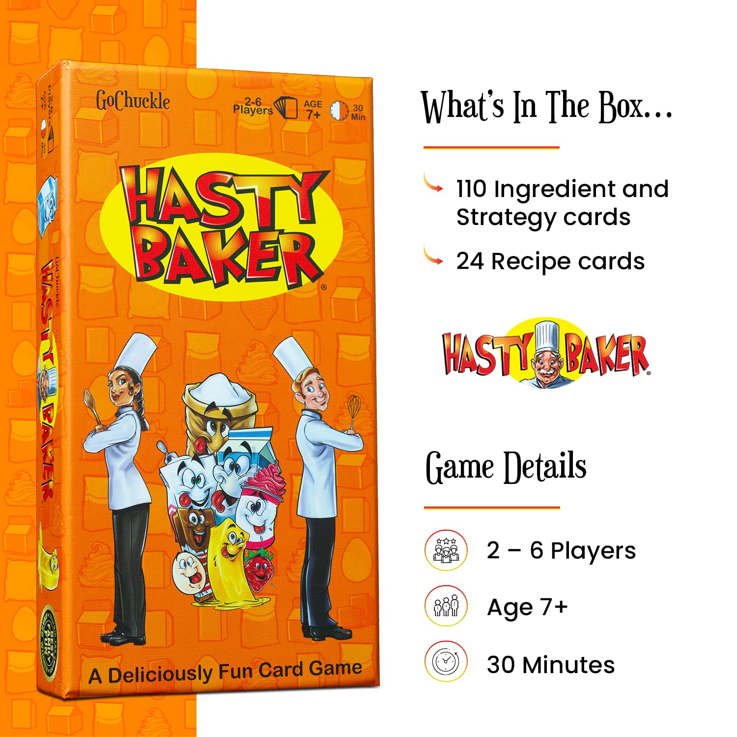 GoChuckle Hasty Baker completed recipe cards laid out proudly