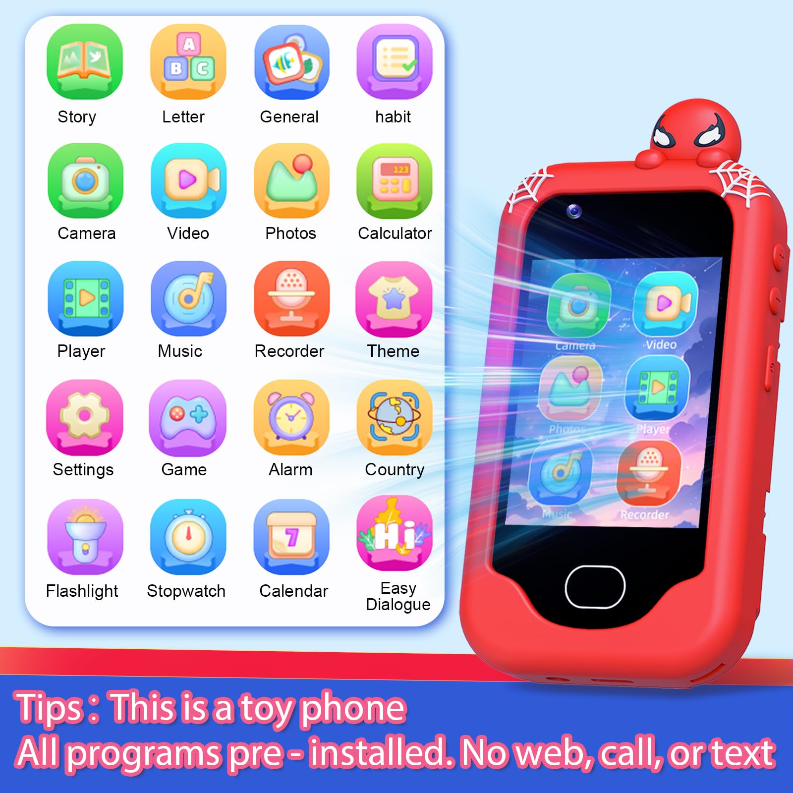 Gocina Kids Smart Phone rear camera enables creative videos.