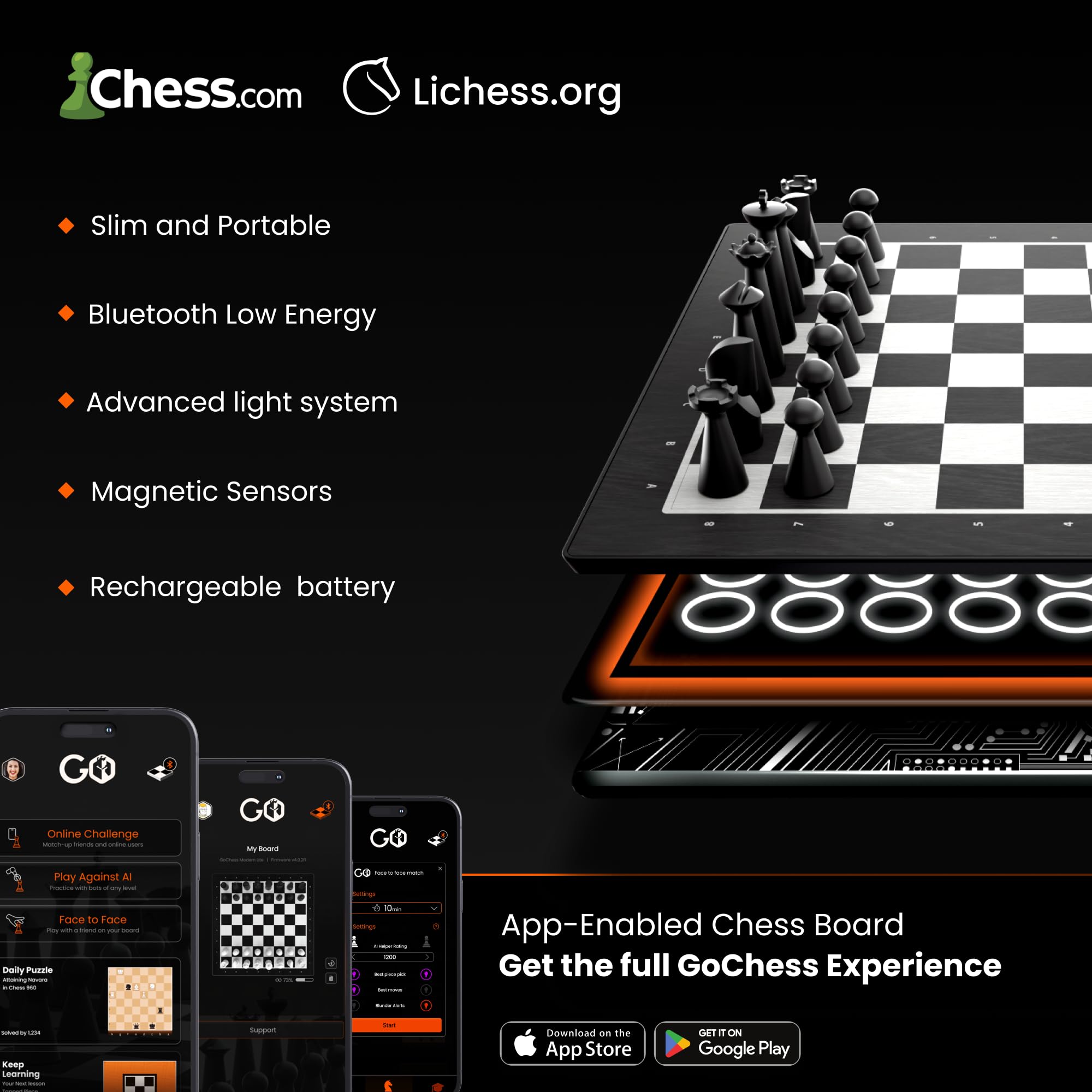 GoChess Mini portable design fits desks, bags, and travel