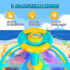 GODELAIF Sit and Spin lighting and music, sensory stimulation with adjustable modes.