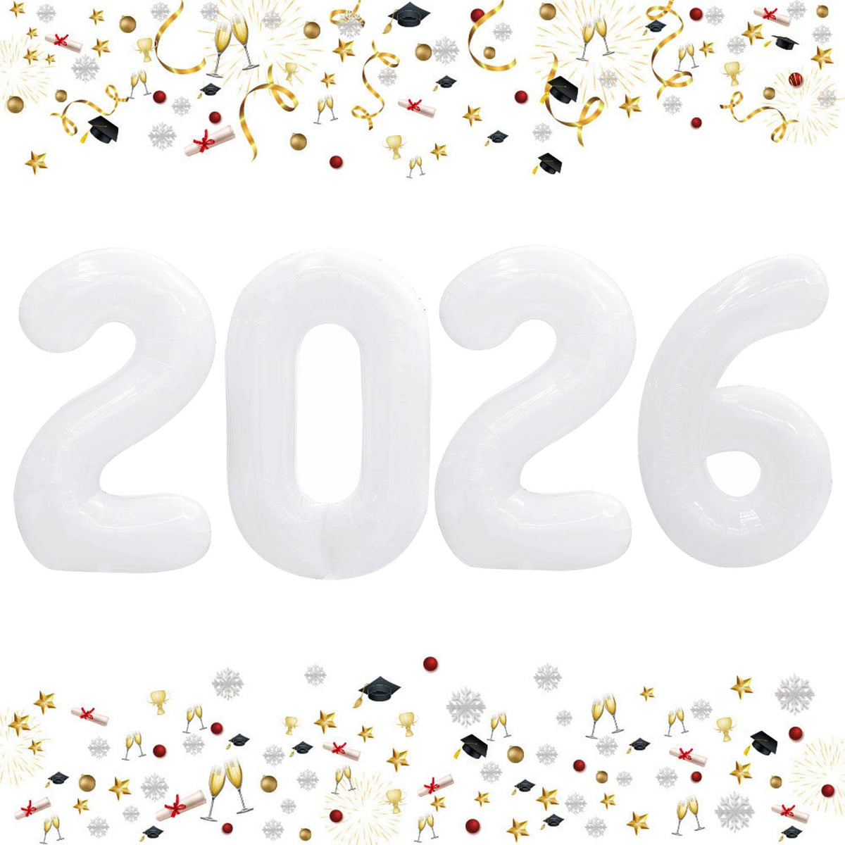 GOER 42inch 2026 number balloon white, ideal for large photo moments.