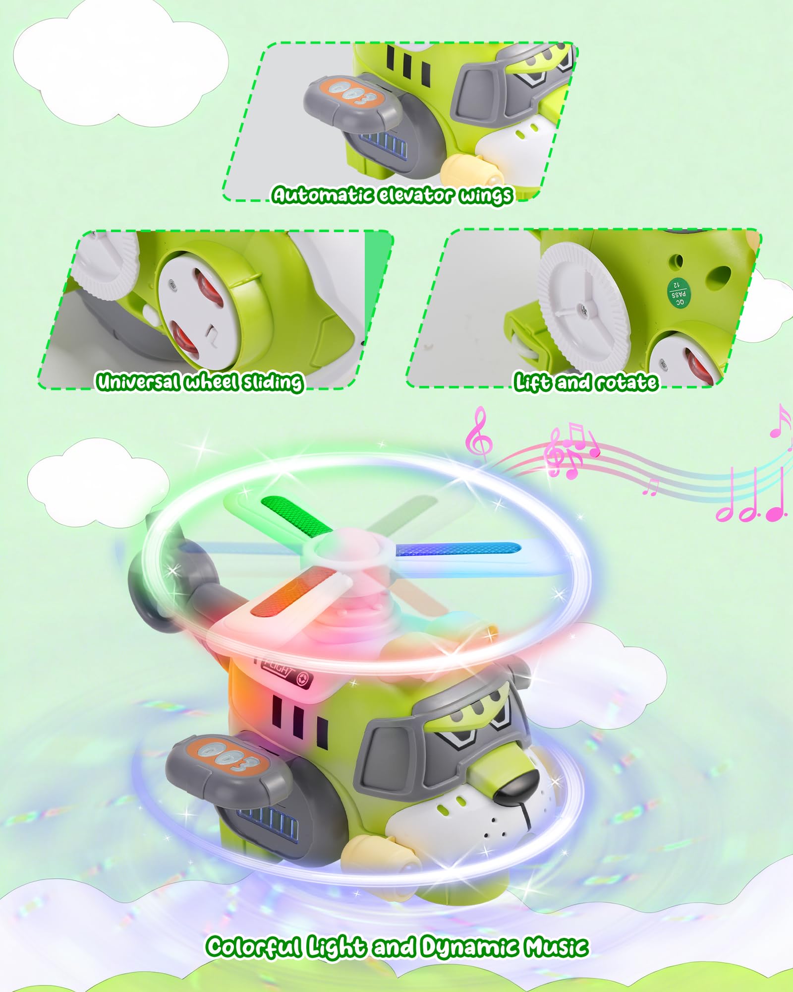 Gofimyee Tiger Helicopter performs bump-and-go navigation for exploration.