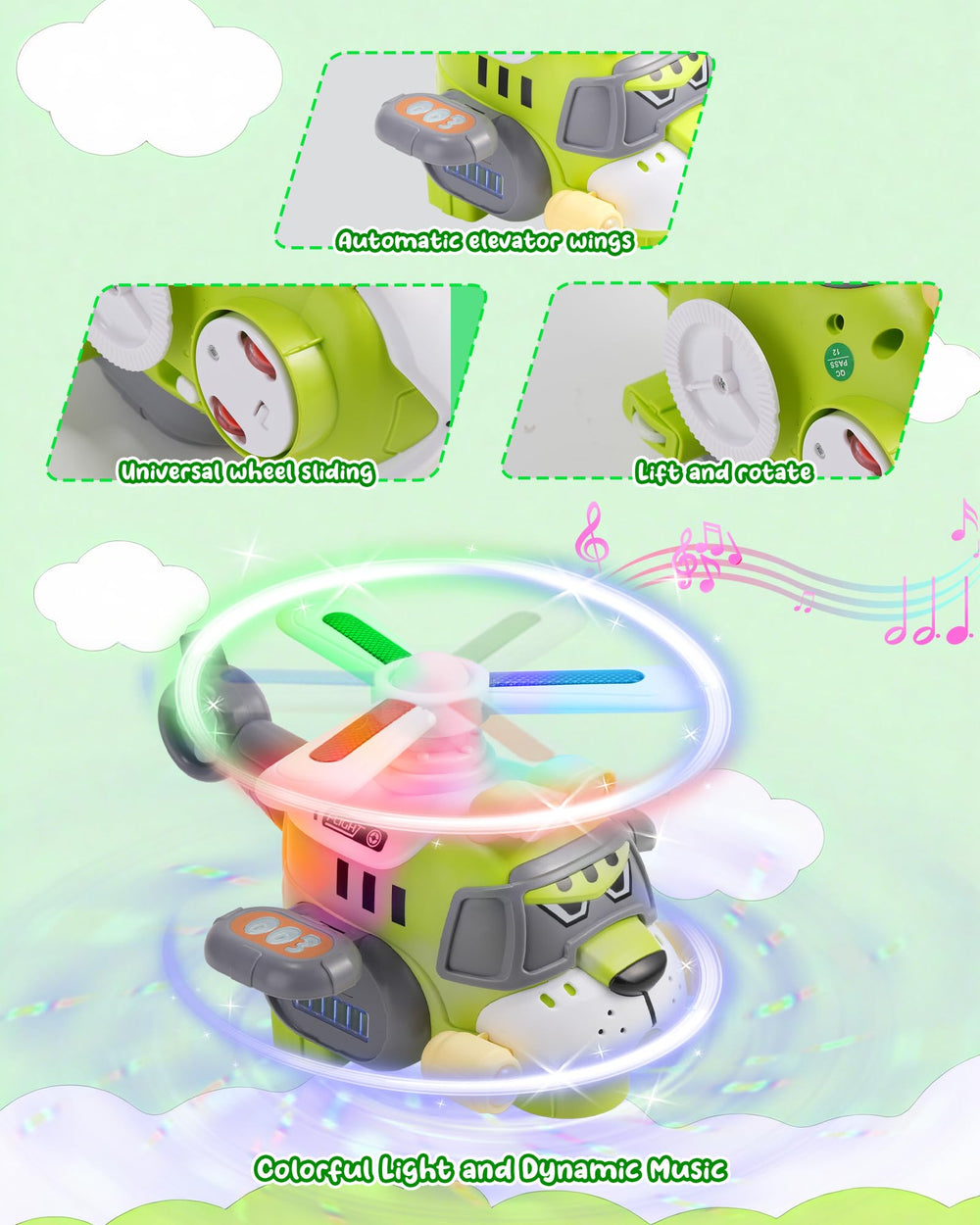 Gofimyee Tiger Helicopter performs bump-and-go navigation for exploration.