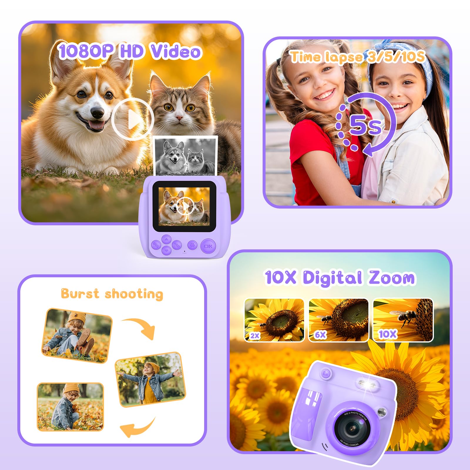 Gofunly kids camera instant print 2 4 inch IPS screen for review