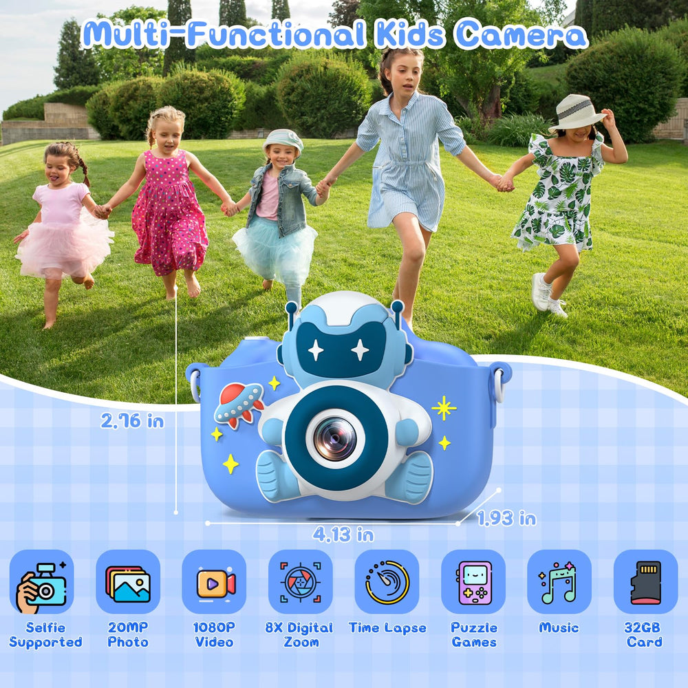 Gofunly Kids Camera 32GB card included, ready to save memories.