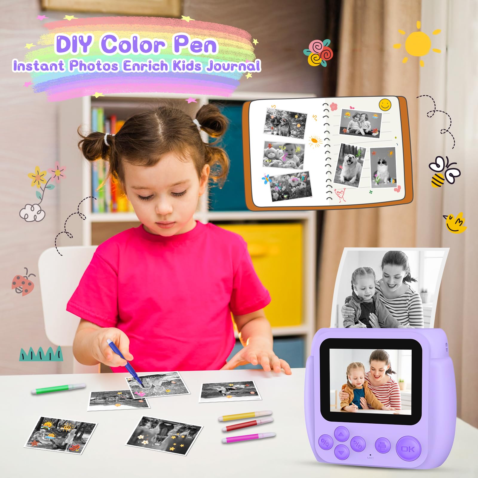 Gofunly kids camera instant print includes 32GB memory card
