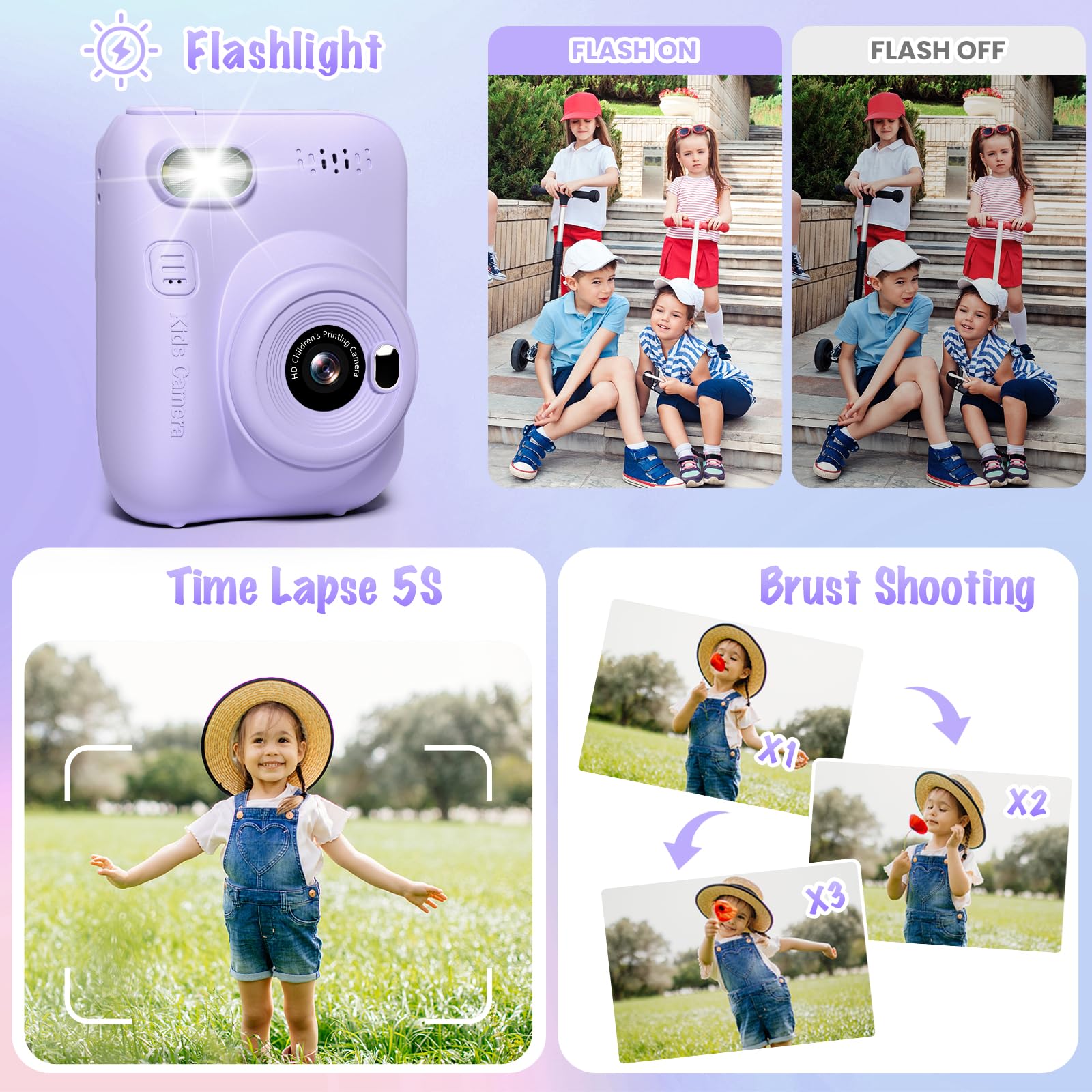 Gofunly 32MP kids camera captures sharp, colorful photos.