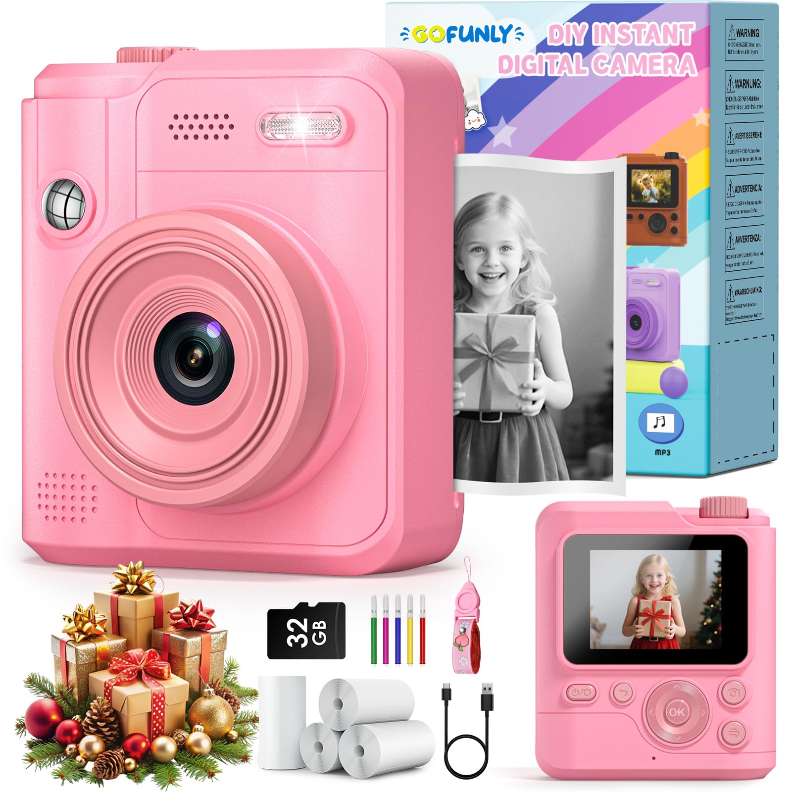 Gofunly Kids Camera front view highlights compact design for play.