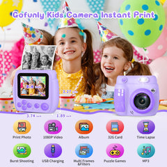 Gofunly kids camera instant print back view highlighting easy controls