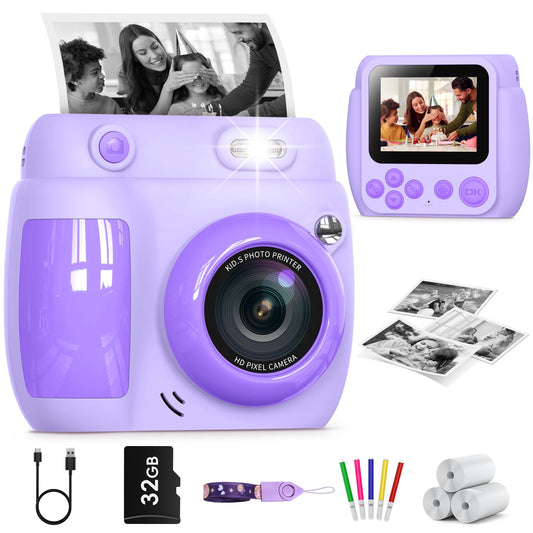 Gofunly kids camera instant print front view showing compact design and print capability