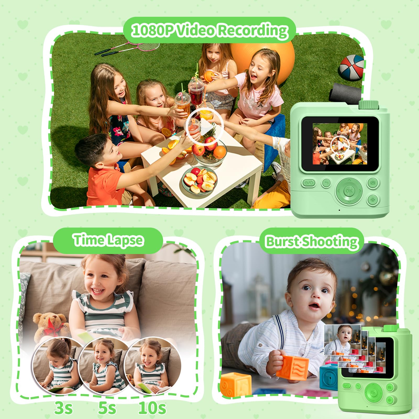 Gofunly Kids Camera shockproof shell for durable outdoor play.