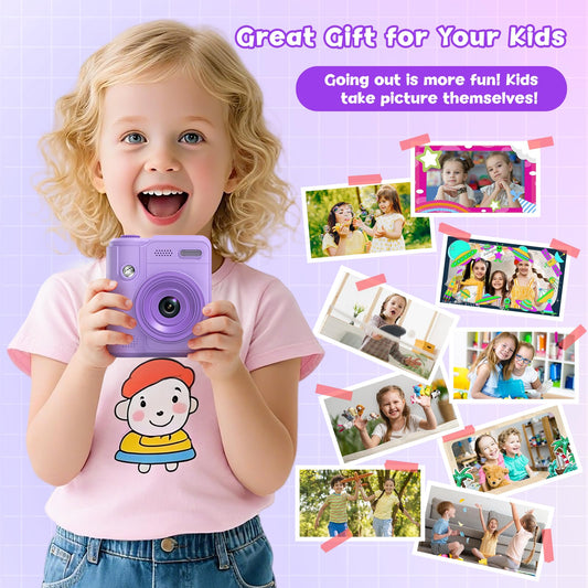 Gofunly Kids Camera side view highlights portable design for on-the-go creativity.