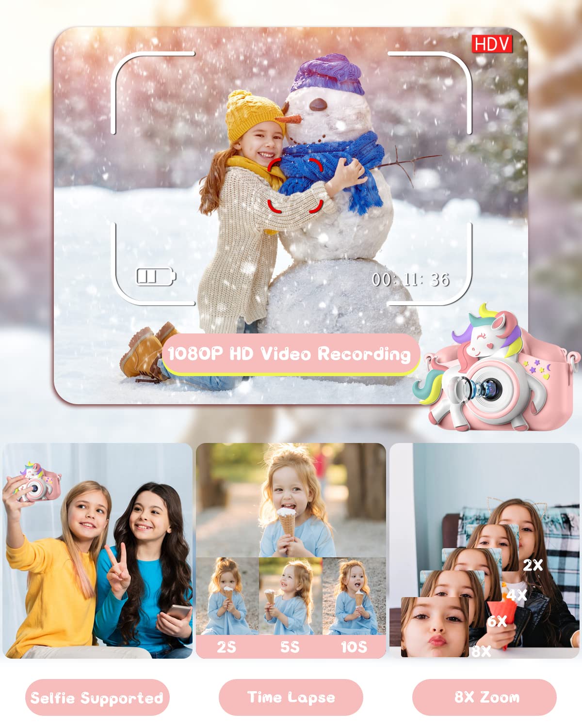 Gofunly kids camera soft silicone case protects small hands during play.