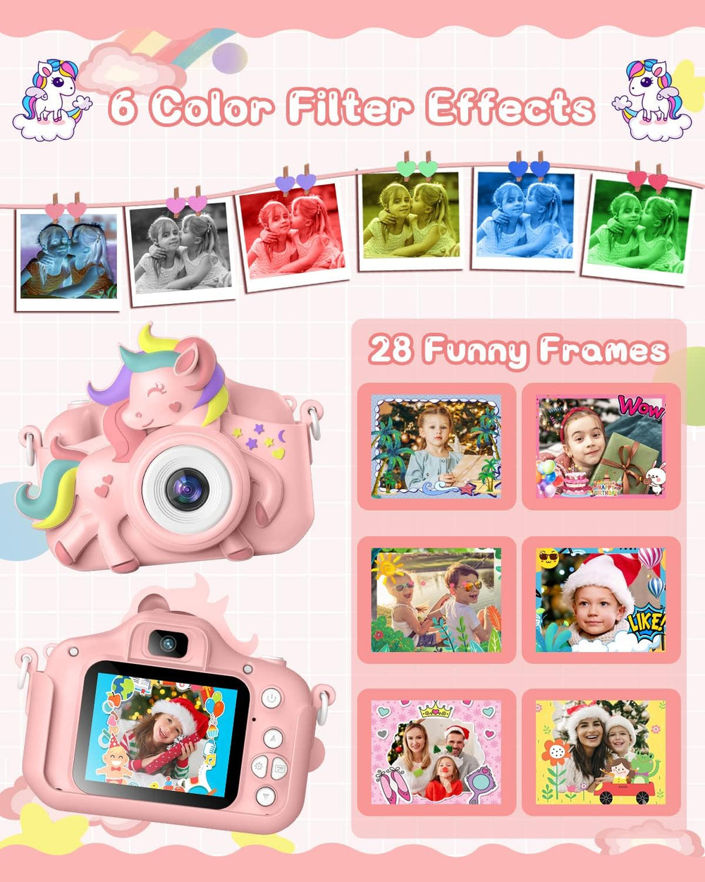 Gofunly Kids Camera with soft silicone anti-drop case