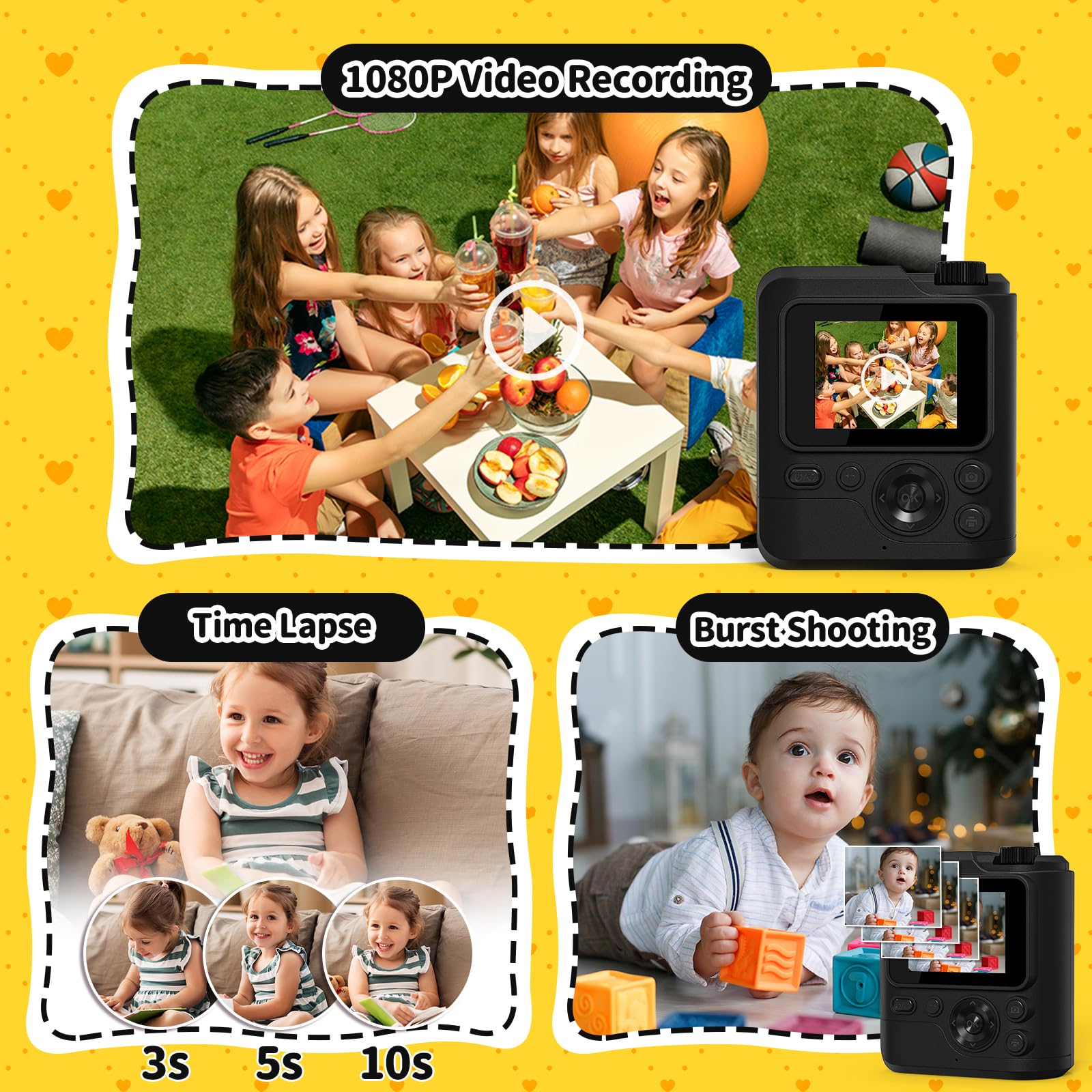 Gofunly Kids Camera two-point-four-inch screen for easy preview of shots