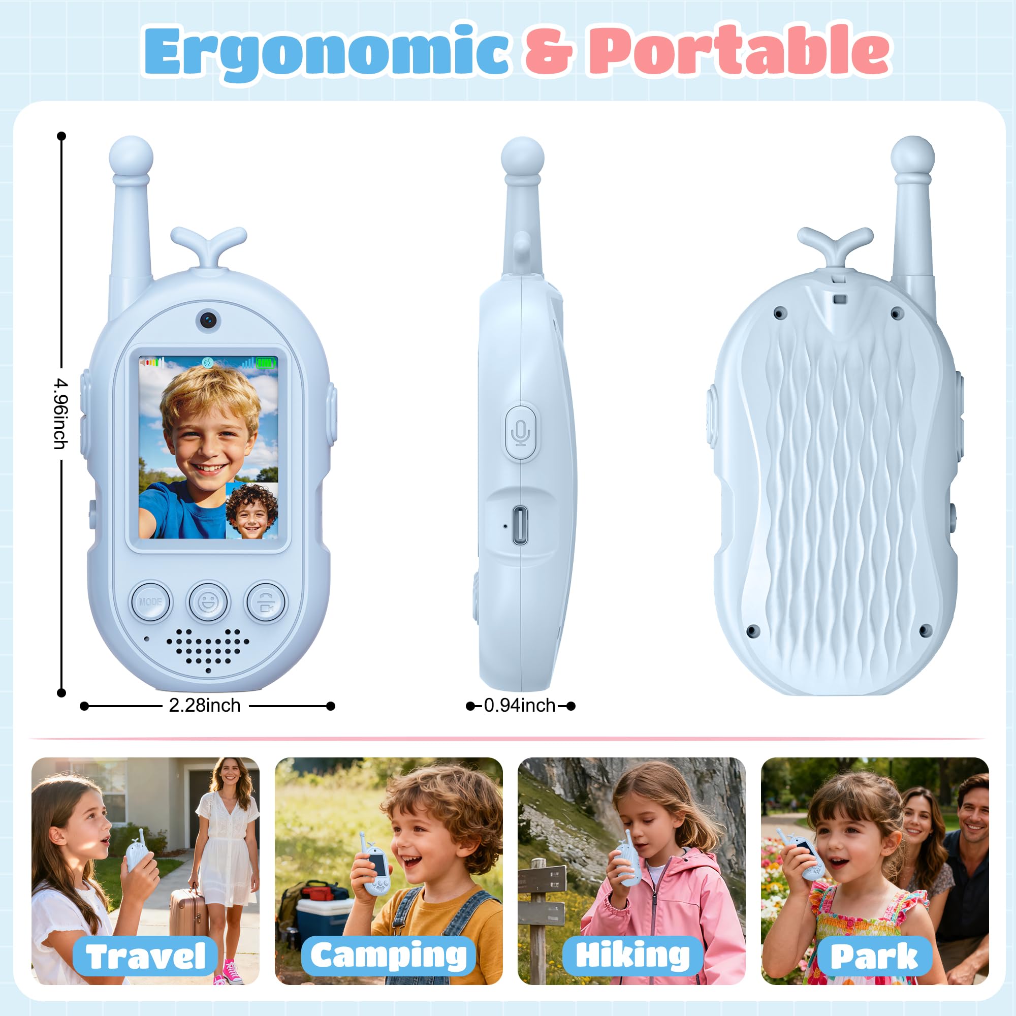 Gofunly wifi-free walkie talkies keep play off-screen and safe