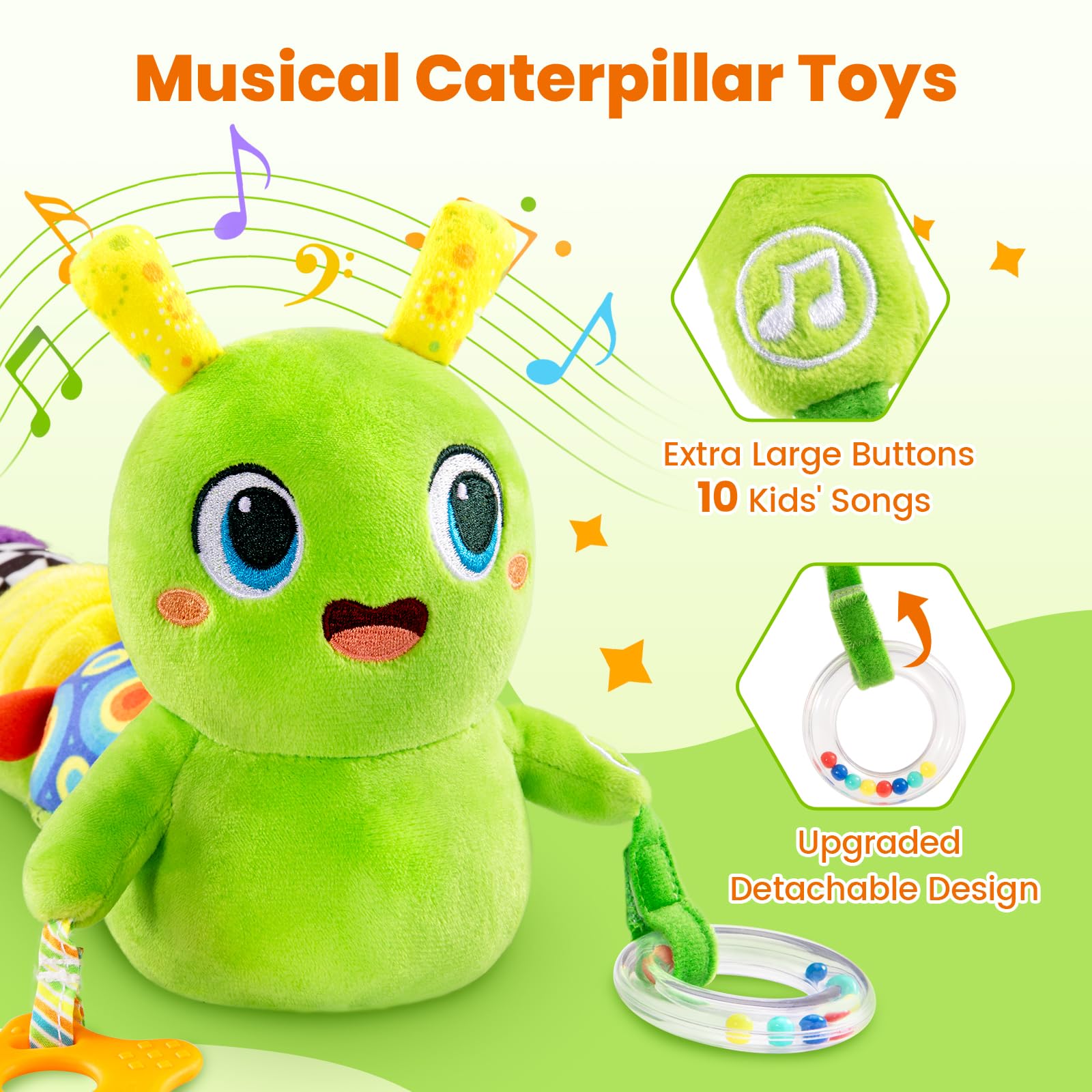 GoGonova caterpillar toy tummy time boosts neck and back strength
