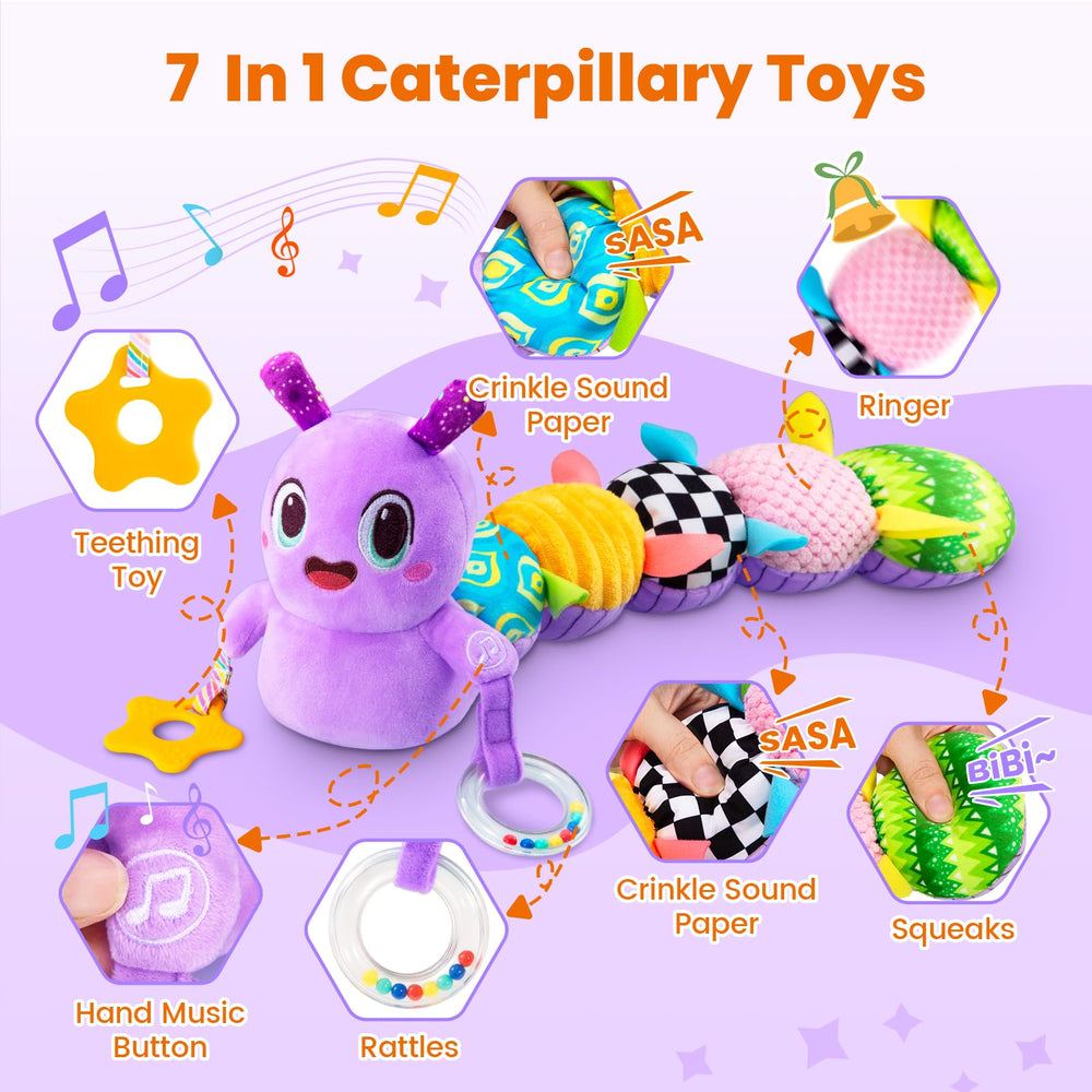 GoGonova soft plush caterpillar offers durable comfort for baby hugs.