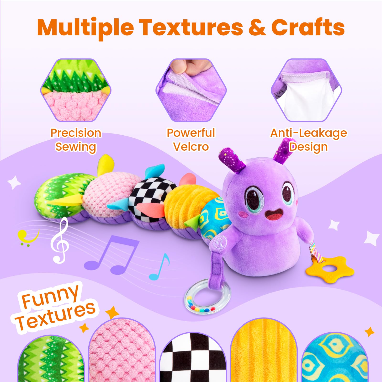 GoGonova tummy time caterpillar promotes neck and back muscle engagement.