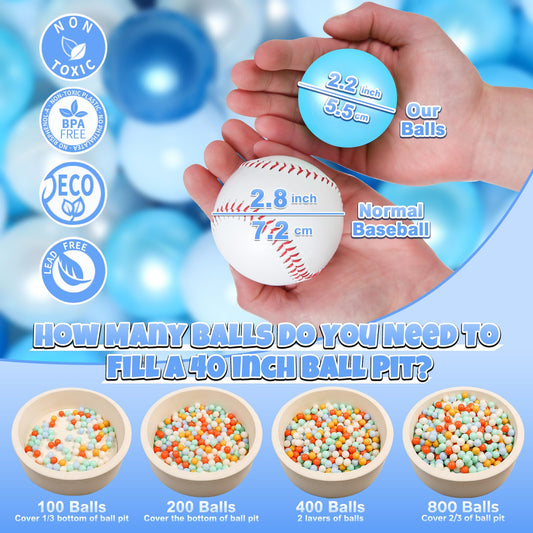 GOGOSO pearl blue balls close-up showing bright color and durable construction