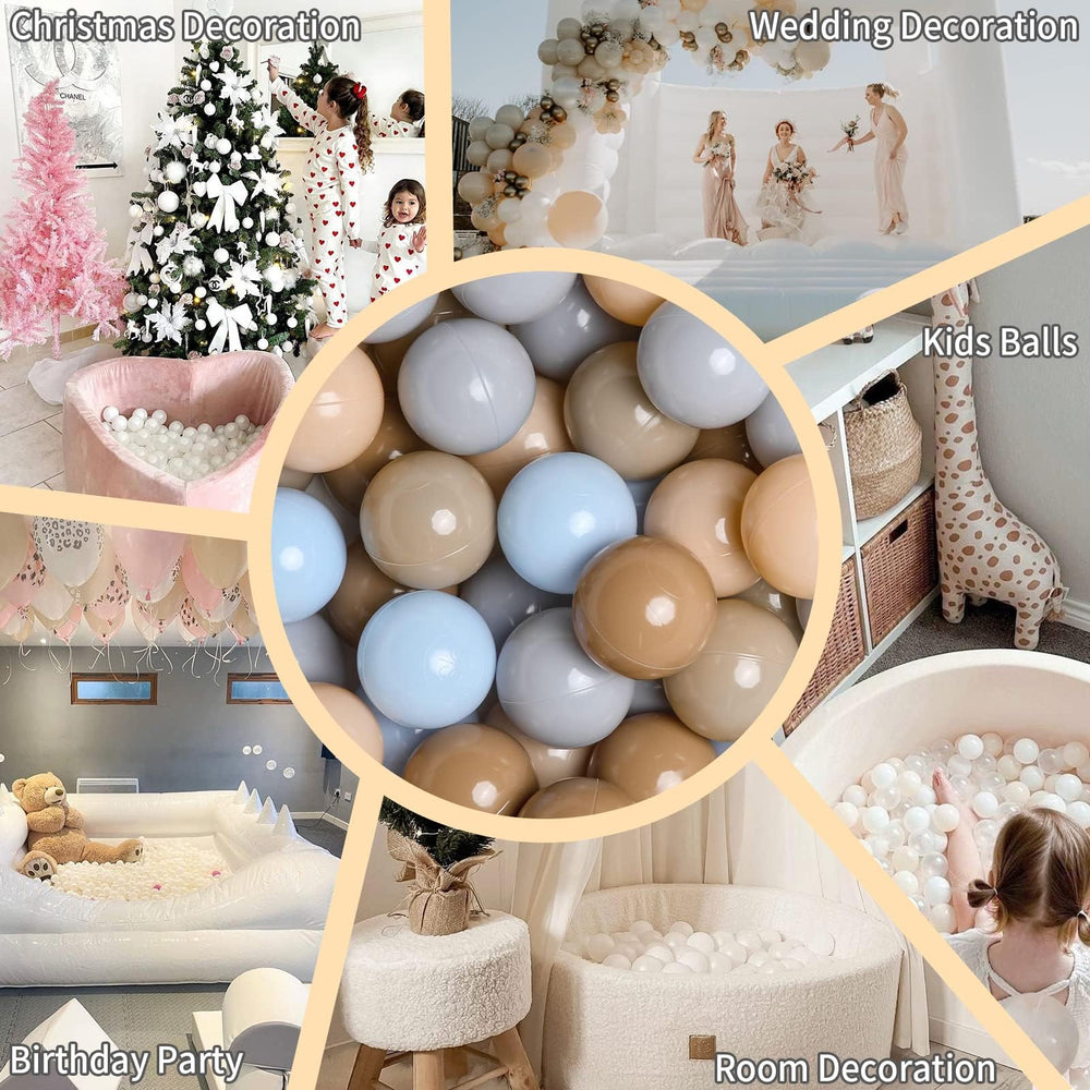 GOGOSO balls used as colorful party decorations and playhouse accents.