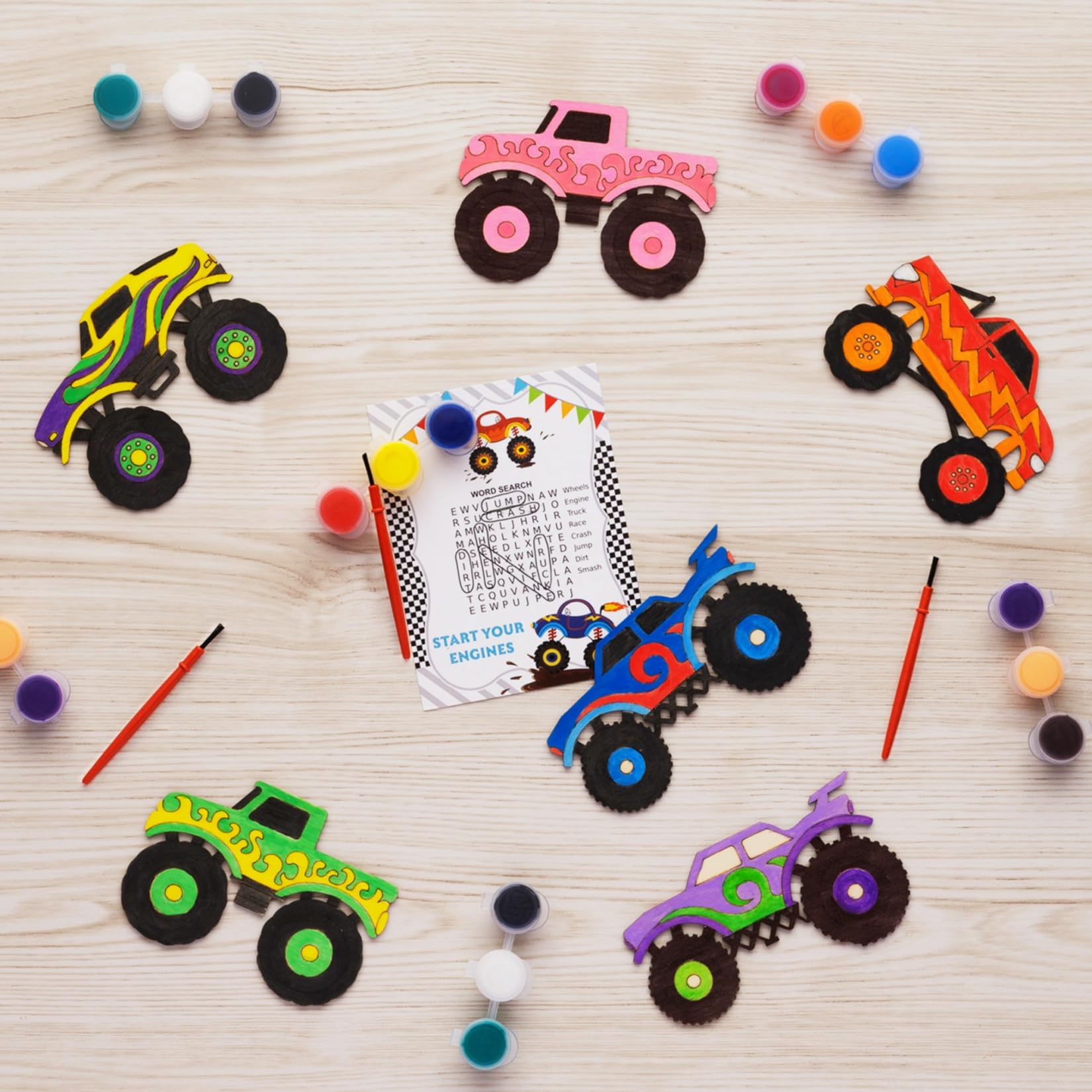 GOGREENWOVEN wooden monster trucks crafts for creative play and art projects